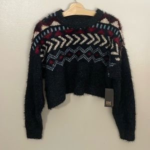 Frye Women's Black and Burgundy Chevron Sweater